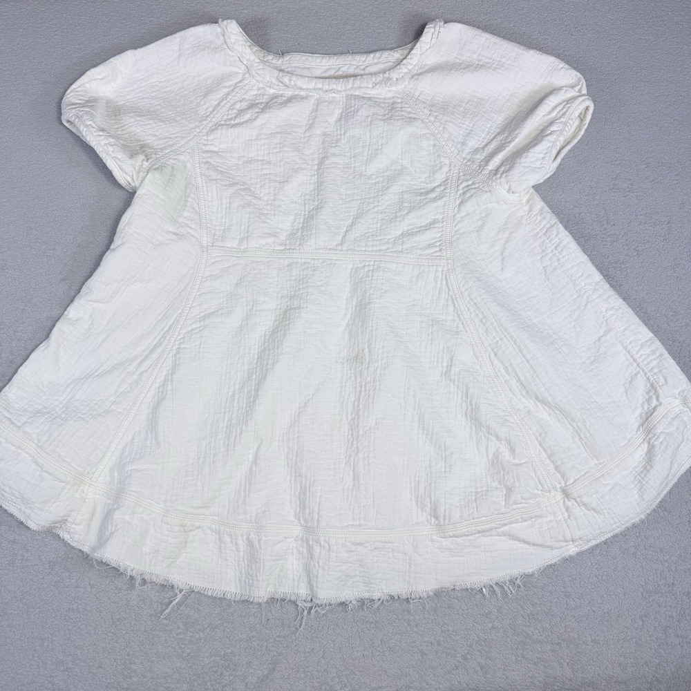 Free People We The Free Sunset City Tunic Top Short Puff Sleeve 100% Cotton Sz L